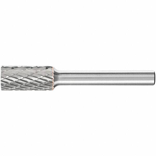 PFERD - 3/8" Cut Diam, 1/4" Shank Diam, Cylinder Head Double Cut Burr - Carbide, Flat End, 3/4" LOC, 2-1/2" OAL - Benchmark Tooling