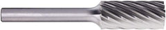 PFERD - 3/8" Cut Diam, 1/4" Shank Diam, Cylinder Head Fluted Cut Burr - Carbide, Flat End, 3/4" LOC, 2-1/2" OAL - Benchmark Tooling