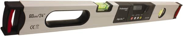 Digi-Pas - 24" Long 2 Vial Box Beam Level - Aluminum, Black/Gray, 1 Plumb & 1 Level Vial - Benchmark Tooling