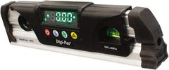 Digi-Pas - Magnetic 9-1/2" Long 2 Vial Torpedo Level - Aluminum, Black/Silver, 1 Plumb & 1 Level Vial - Benchmark Tooling