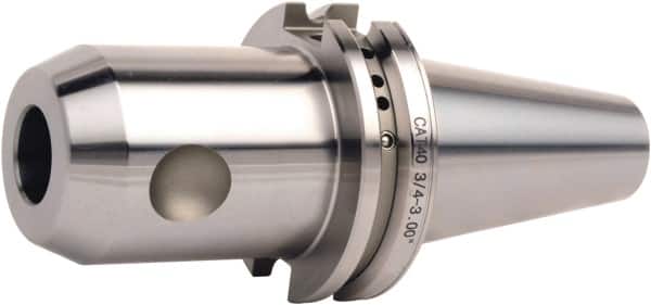 Accupro - CAT40 Dual Contact Taper Shank 1" Hole End Mill Holder/Adapter - 2-23/64" Nose Diam, 6" Projection, Through-Spindle & DIN Flange Coolant - Exact Industrial Supply