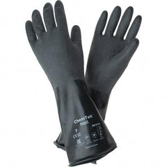 Ansell - 14 mil Thick, Chemical Resistant Gloves - SZ 7 14"14ML BLK 1/PR CHEM-TEK RGH FIN CHEM GLV - Benchmark Tooling