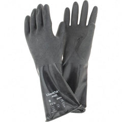 Ansell - 14 mil Thick, Chemical Resistant Gloves - SZ 8 14"14ML BLK 1/PR CHEM-TEK RGH FIN CHEM GLV - Benchmark Tooling