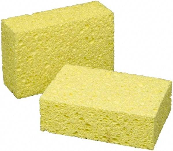 Ability One - 5-3/4" Long x 1-3/4" Wide x 1" Thick Scouring Sponge - Non-Abrasive, Yellow - Benchmark Tooling