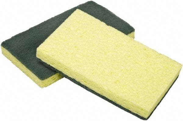 Ability One - 3-1/4" Long x 1/2" Wide x 1" Thick Scouring Sponge - Nonabrasive, Yellow/Green - Benchmark Tooling