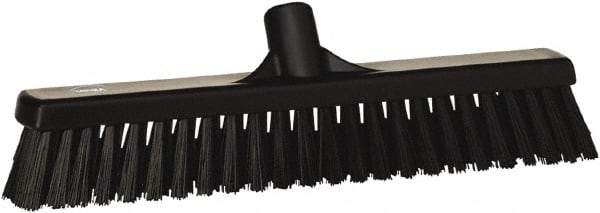 Vikan - 16" Combo Duty Synthetic Push Broom - 2" Bristle Length, Plastic Block, European Threaded Handle Connection - Benchmark Tooling