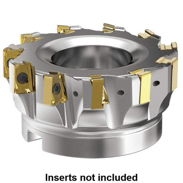 Kennametal - 5 Inserts, 1-1/2" Cut Diam, 1/2" Arbor Diam, 15.5mm Max Depth of Cut, Indexable Square-Shoulder Face Mill - 0° Lead Angle, 40" High, LNGU15T608SRGE Insert Compatibility, Series MILL 4-15 - Benchmark Tooling