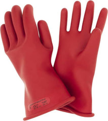 Ansell - Class 0, Size 9, 11" Long, Rubber Lineman's Glove - 5,000 AC Max Use Voltage, 1,000 AC Test Voltage, Red, ASTM D120 - Benchmark Tooling