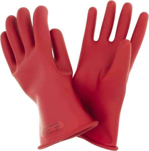 Ansell - Class 0, Size 10, 11" Long, Rubber Lineman's Glove - 5,000 AC Max Use Voltage, 1,000 AC Test Voltage, Red, ASTM D120 - Benchmark Tooling