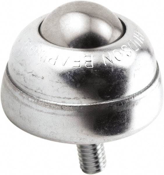 Hudson Bearing - 1 Inch Diameter, Round, Stainless Steel Ball Transfer - 1-3/4 Inch Overall Diameter, 1-3/8 Inch Mount Height, 75 Lb. Capacity - Benchmark Tooling
