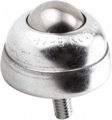 Hudson Bearing - 1 Inch Diameter, Round, Stainless Steel Ball Transfer - 1-3/4 Inch Overall Diameter, 1-3/8 Inch Mount Height, 75 Lb. Capacity - Benchmark Tooling