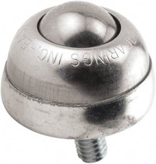 Hudson Bearing - 1 Inch Diameter, Round, Stainless Steel Ball Transfer - 1-3/4 Inch Overall Diameter, 1-3/8 Inch Mount Height, 75 Lb. Capacity - Benchmark Tooling