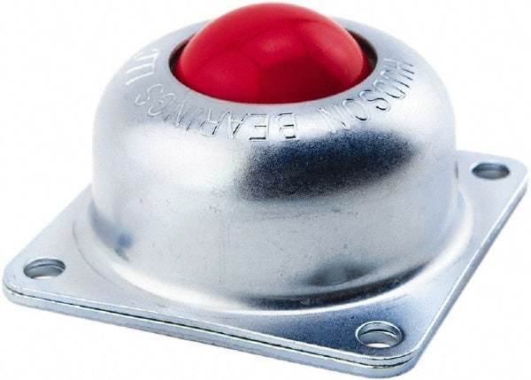 Hudson Bearing - 1-1/2 Inch Diameter, Square, Stainless Steel Ball Transfer - 1.1875 Inch Mount Height, 250 Lb. Capacity - Benchmark Tooling