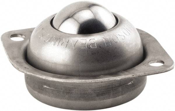 Hudson Bearing - 1 Inch Diameter, Round, Stainless Steel Ball Transfer - 3/4 Inch Mount Height, 75 Lb. Capacity - Benchmark Tooling