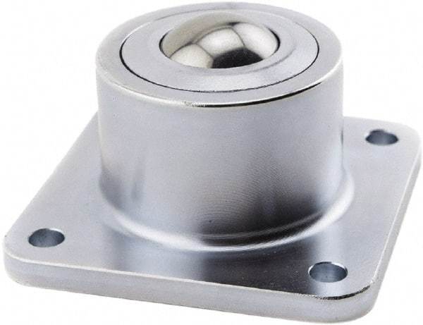 Hudson Bearing - 1.1875 Inch Diameter, Square, Stainless Steel Ball Transfer - 1.7813 Inch Mount Height, 750 Lb. Capacity - Benchmark Tooling