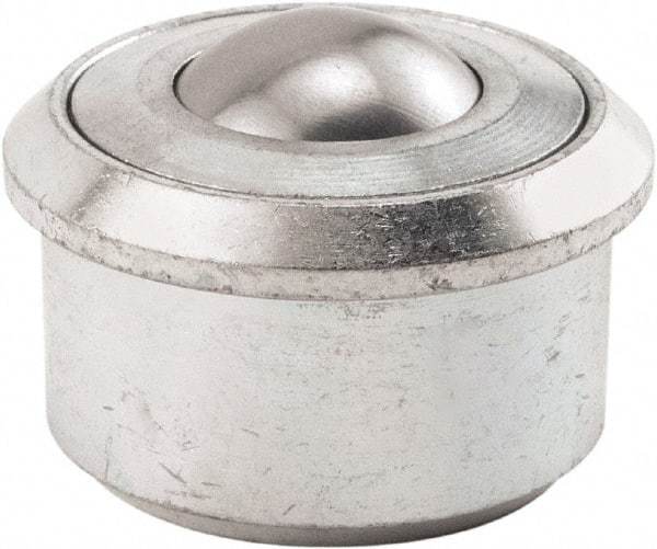 Hudson Bearing - 1.1875 Inch Diameter, Round, Stainless Steel Ball Transfer - 2 Inch Overall Diameter, 1/2 Inch Mount Height, 750 Lb. Capacity - Benchmark Tooling