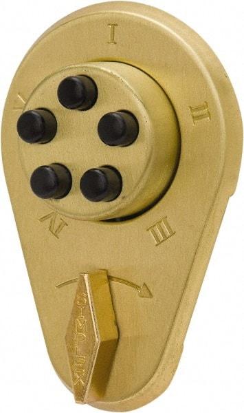 Kaba Access - 1-3/8 to 1-1/2" Door Thickness, Bright Brass Finish, Mechanical Deadbolt - Nonhanded Handling, Combination Override, Keyless Cylinder - Benchmark Tooling