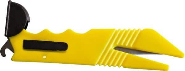 ICT - Fixed Safety Utility Knife - 1" Stainless Steel Blade, Yellow ABS Handle, 2 Blades Included - Benchmark Tooling