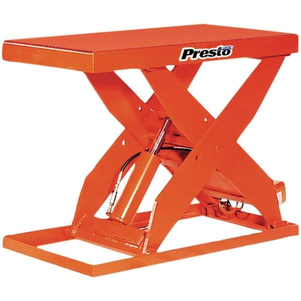 Presto Lifts - 4,000 Lb Capacity Hydraulic Scissor Lift - 7-1/4" to 43" Lift Height, 48" Platform Length x 24" Platform Width, 24" OAL - Benchmark Tooling