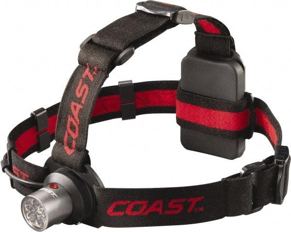 Coast Cutlery - White, Red LED Bulb, 145 Lumens, Hands-free Flashlight - Black, Red Plastic Body, 3 AAA Batteries Included - Benchmark Tooling