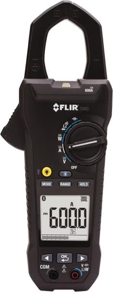 FLIR - CM83, CAT IV, Digital True RMS Wireless Clamp Meter with 1.45" Clamp On Jaws - 1000 VAC/VDC, 600 AC/DC Amps, Measures Voltage, Capacitance, Current, Frequency, Resistance - Benchmark Tooling