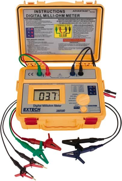 Extech - Digital LCD Display, 0.002 Megohm Electrical Insulation Resistance Tester & Megohmmeter - Powered by AA Battery - Benchmark Tooling