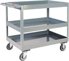 Jamco - 1,200 Lb Capacity, 30" Wide x 18" Long x 39" High Deep Shelf Cart - 3 Shelf, Steel - Benchmark Tooling