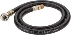 PRO-SOURCE - 1/4" ID x 1/2" OD 3' Long Air Tank Hose - Tire Chuck Ends, 300 Working psi, 158°, 1/4" Fitting, Black - Benchmark Tooling