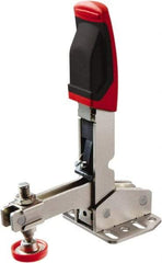 Bessey - 700 Lb Holding Capacity, Vertical Handle, Manual Hold Down Toggle Clamp - 55° Handle Movement, 45° Bar Opening, U-Bar, Flanged Base, Carbon Steel - Benchmark Tooling