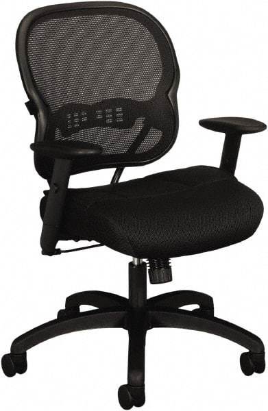 Basyx - 41-3/4" High Mid Back Chair - 27-3/8" Wide x 26-3/8" Deep, Padded Mesh Seat, Black - Benchmark Tooling