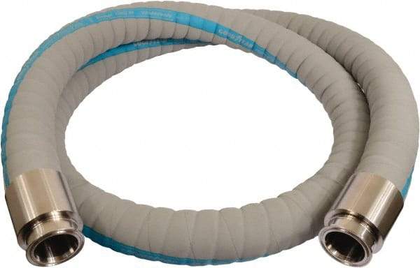 Continental ContiTech - 3" Inside x 3.59" Outside Diam, 220°F, Tri-Clovers Food & Beverage Hose - 4-1/2" Bend Radius, Gray, 15' Long, 200 Max psi, 29 Vacuum Rating - Benchmark Tooling