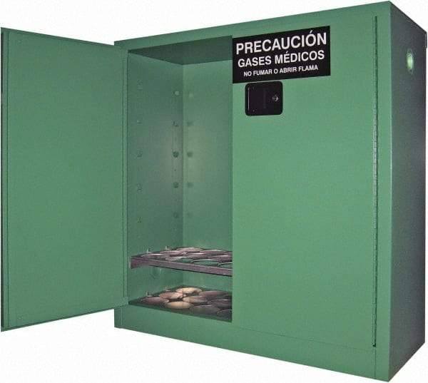 Securall Cabinets - 2 Door, Green Steel Standard Safety Cabinet for Flammable and Combustible Liquids - 44" High x 43" Wide x 18" Deep, Manual Closing Door, 3 Point Key Lock, D, E Cylinder Capacity - Benchmark Tooling