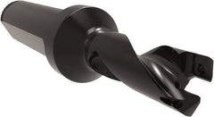Allied Machine and Engineering - Series 11, 11 to 12mm Diam, 5/8" Diam Straight Shank with Flange, Helical Flute Spade Drill - 5/8" Max Depth, 1-43/64" Body Length, 3-35/64" OAL, Short Length, Through Coolant - Benchmark Tooling