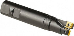 Seco - 32mm Cut Diam, 11mm Max Depth of Cut, 32mm Shank Diam, 130mm OAL, Indexable Square Shoulder End Mill - CC.. 1204, SPMX 12T3 Inserts, Weldon Shank, 90° Lead Angle - Benchmark Tooling