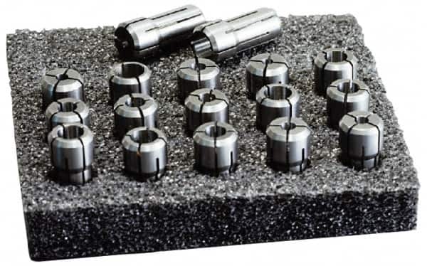 Parlec - 46 Piece, 3/64" to 3/4" Capacity, Single Angle Collet Set - Series TG/PG 75 - Exact Industrial Supply