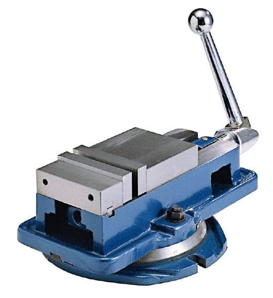 Interstate - 4" Jaw Width, 4" Jaw Opening Capacity, Horizontal Swivel Machine Vise - Manual Operation, 4,409 Lb Capacity, 1 Station, 14.85" Long x 4-31/32" High x 1-1/8" Deep, 1-1/8" Jaw Height - Benchmark Tooling