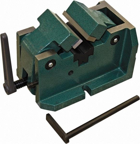 Interstate - 4" Jaw Width, 2-3/8" Max Jaw Opening, Manual Self Centering Vise - 11-27/64" OAL x 7-11/16" OAH - Benchmark Tooling