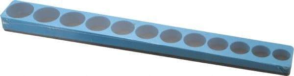 Made in USA - 12 Piece Capacity Magnetic Shallow Socket Holder - 3/8" Drive, Blue - Benchmark Tooling