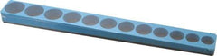 Made in USA - 12 Piece Capacity Magnetic Shallow Socket Holder - 3/8" Drive, Blue - Benchmark Tooling