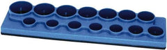 Made in USA - 12 Piece Capacity Magnetic Shallow Socket Holder - 1/2" Drive, Blue - Benchmark Tooling