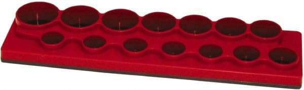 Made in USA - 12 Piece Capacity Magnetic Shallow Socket Holder - 1/2" Drive, Red - Benchmark Tooling