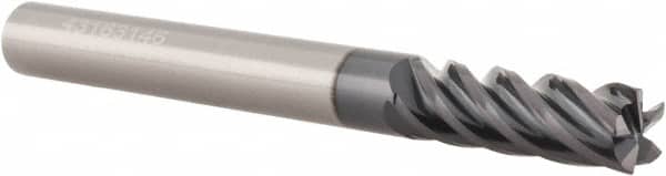 Accupro - 3/8", 5 Flute, Single End, Solid Carbide, 0.03" Corner Radius End Mill - 2-1/2" OAL, Right Hand Flute, 1" LOC, Right Hand Cut - Benchmark Tooling