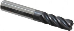 Accupro - 3/8", 5 Flute, Single End, Solid Carbide, 0.045" Corner Radius End Mill - 2-1/2" OAL, Right Hand Flute, 1" LOC, Right Hand Cut - Benchmark Tooling