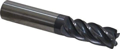 Accupro - 1/2", 5 Flute, Single End, Solid Carbide, 0.045" Corner Radius End Mill - 3" OAL, Right Hand Flute, 1-1/4" LOC, Right Hand Cut - Benchmark Tooling