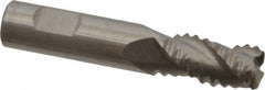 Accupro - 3/8" Diam, Coarse Pitch, 5/8" LOC, 3 Flute Solid Carbide 0.06" Corner Radius Roughing End Mill - Uncoated, 2" OAL, 3/8" Shank Diam, Single End, Centercutting, 30° Helix - Benchmark Tooling