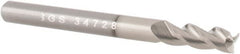 SGS - 3/8", 1" LOC, 3/8" Shank Diam, 2-1/2" OAL, 3 Flute, Solid Carbide Square End Mill - Single End, TiB2 Finish, Spiral Flute, 38° Helix, Right Hand Cut, Right Hand Flute, Series 43 - Benchmark Tooling