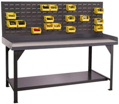 Durham - 60 Wide x 30" Deep x 47" High, Cold-Rolled Steel Workbench with Louvered Panel - Flat Top, Rounded Edge, Fixed Legs With Pre-Drill Holes for Anchoring - Benchmark Tooling