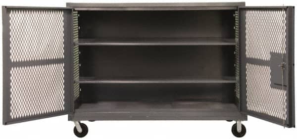 Durham - 2,000 Lb Capacity, 2 Shelf, Mesh Security Truck - 48" Long x 48-1/2" Wide x 56-7/16" High - Benchmark Tooling