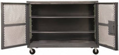 Durham - 2,000 Lb Capacity, 2 Shelf, Mesh Security Truck - 48" Long x 48-1/2" Wide x 56-7/16" High - Benchmark Tooling