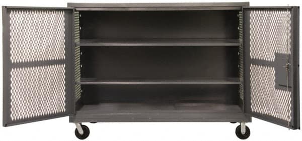 Durham - 2,000 Lb Capacity, 1 Shelf, Mesh Security Truck - 60" Long x 60-1/2" Wide x 56-7/16" High - Benchmark Tooling